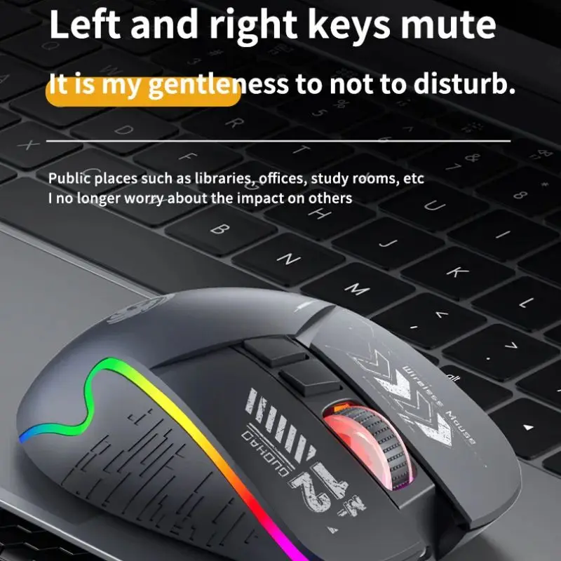ماوس لاسلكي قابل لإعادة الشحن 2.4G وبلوتوث وضع مزدوج RGB ضوء التنفس 1600 ديسيبل متوحد الخواص بيئة العمل كتم ماوس الألعاب لأجهزة الكمبيوتر المحمول #6