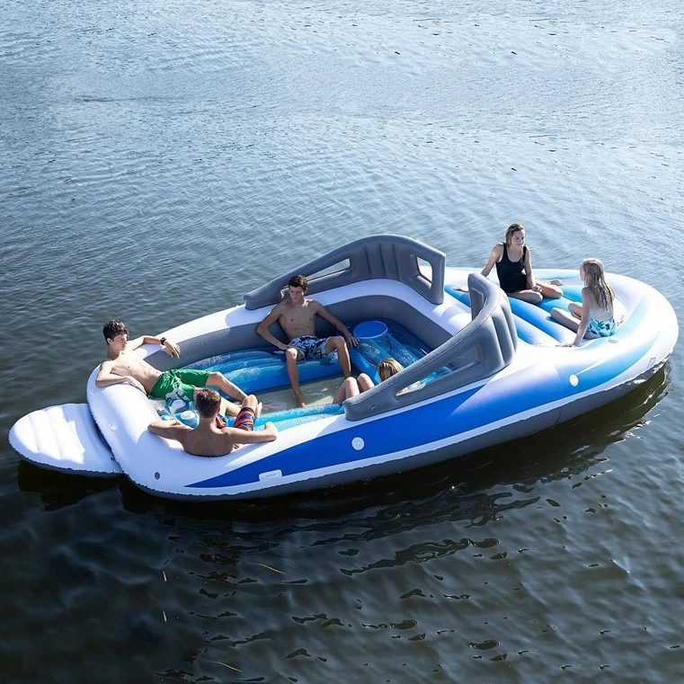 New Inflatable PVC Multi-Person Island Floating Bed Pirate Ship Raft Inflatable Water Floating Boat Multi-Person Floating Raft