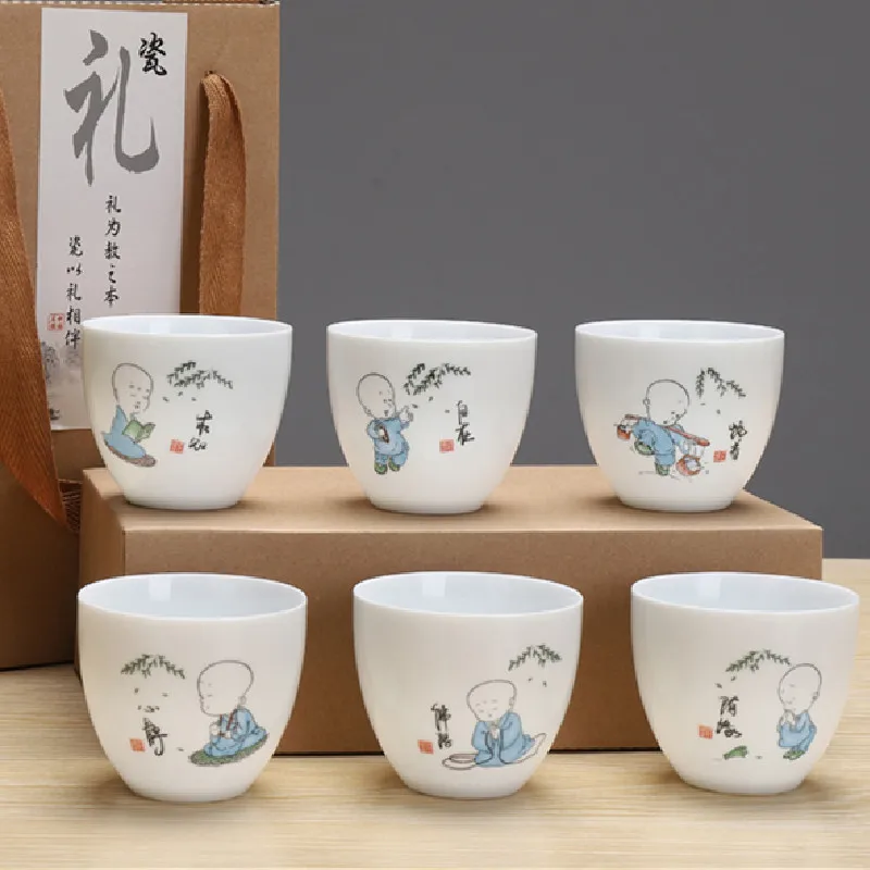 

6 Pcs/set Hand Painted Yixing Ceramic Teacup Master Cup Tea Set Accessories Drinkware Supplies Handmade Small Tea Bowl Travel