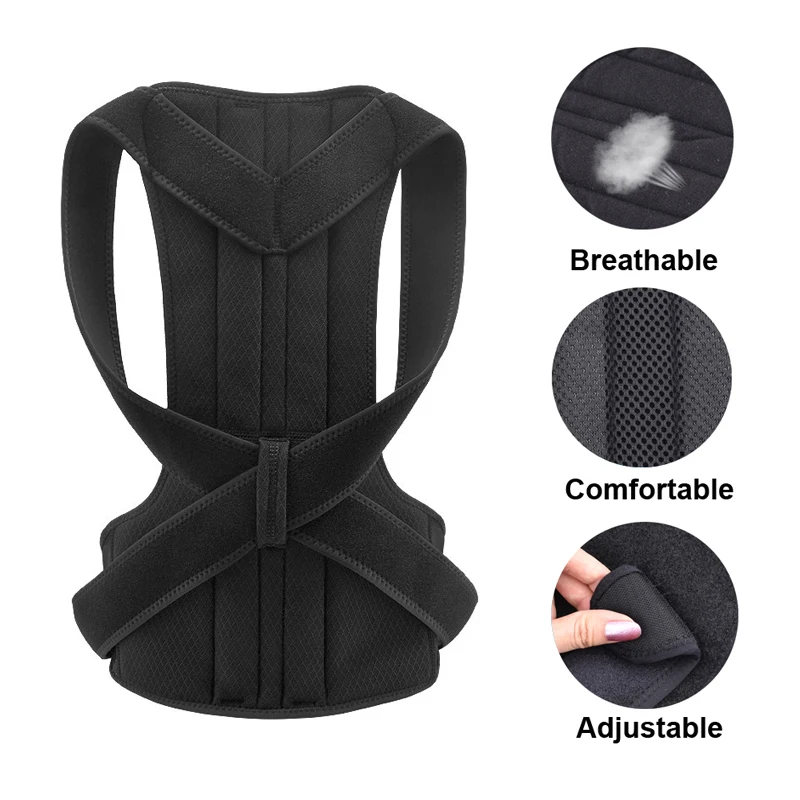 Adjustable Posture Corrector Corrective Therapy Corset Full Back Shoulder Brace Belt Lumbar Support Straight with Plate Auldut