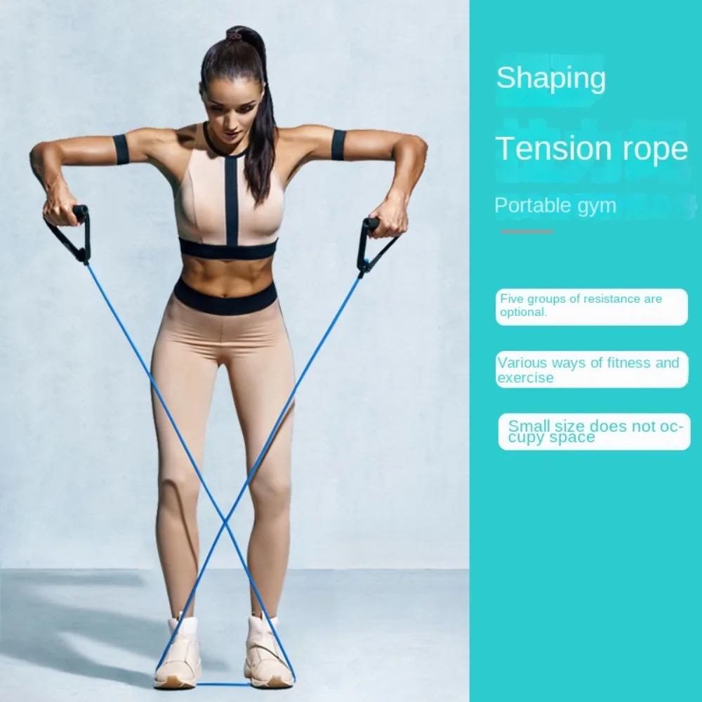 5 Levels Resistance Pull Rope Multifunctional Monochrome Yoga Pull Rope with Handles Stretch Fitness Resistance Rope