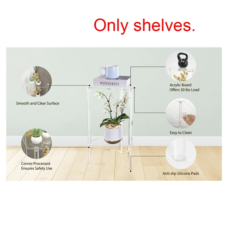 A98E-Clear Acrylic End Table, Corner Side Table For Small Spaces, Small Accent Table For Living Room, Bedroom - Image 2