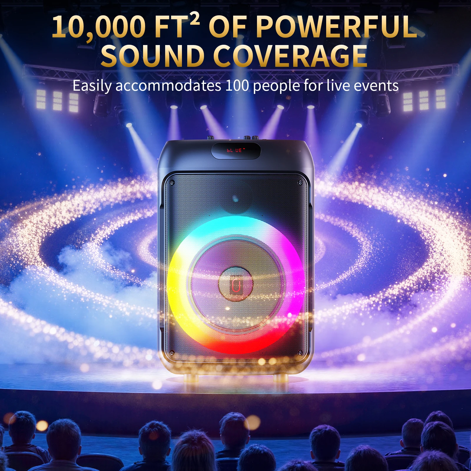 Głośnik karaoke T36, 6,5-calowy głośnik basowy, duży głośnik karaoke Bluetooth z 2 bezprzewodowymi mikrofonami, obsługuje funkcję wycięcia głosu