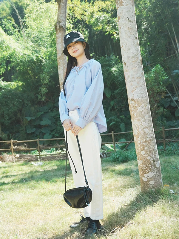 

Bukhara, оригинальный хлопковый повседневный длинный све Artistic irt, весеннее новое поступление, женский свободный крой, круглый Ne Pure Color Busin...