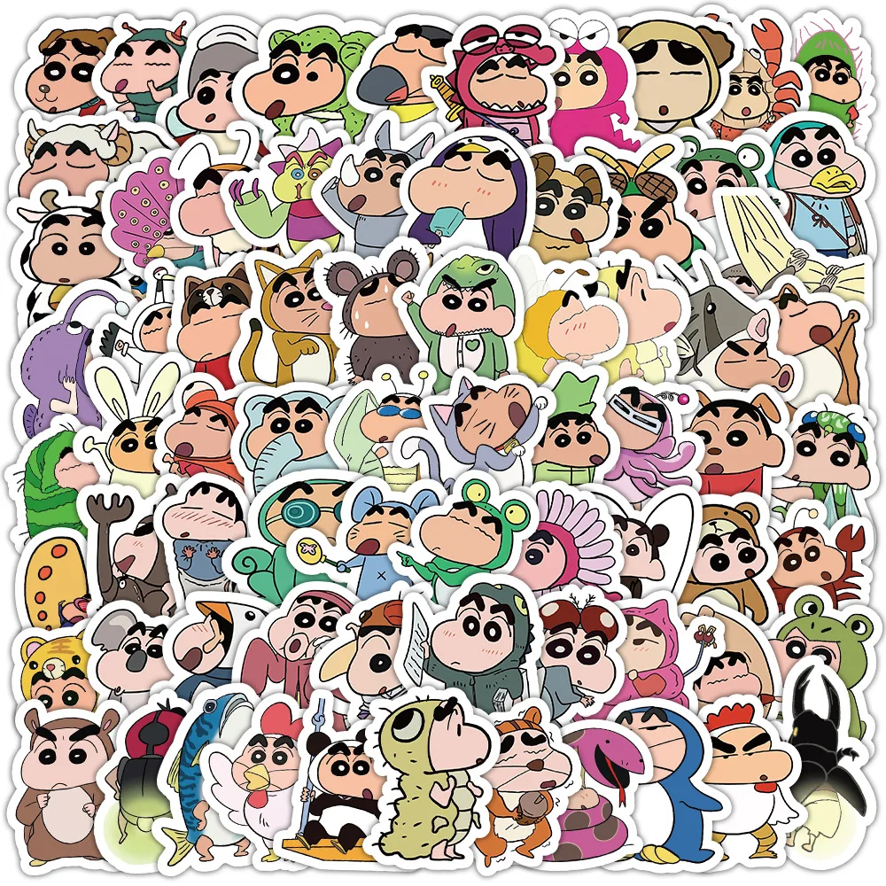 103pcs Anime Crayon Shinchan Stickers Cartoon Stickers Toy Laptop Motorcycle Suitcase Sticker Kids Christmas Birthday Party Gift