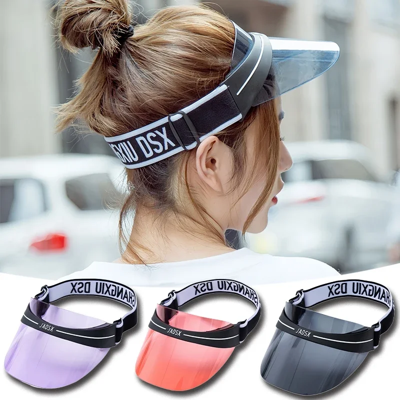 

New Fashion UV Protection Hat for Women Men Hollow Top Summer Transparent Colors Adjustable Hat Outdoor Sports Cycling Visors