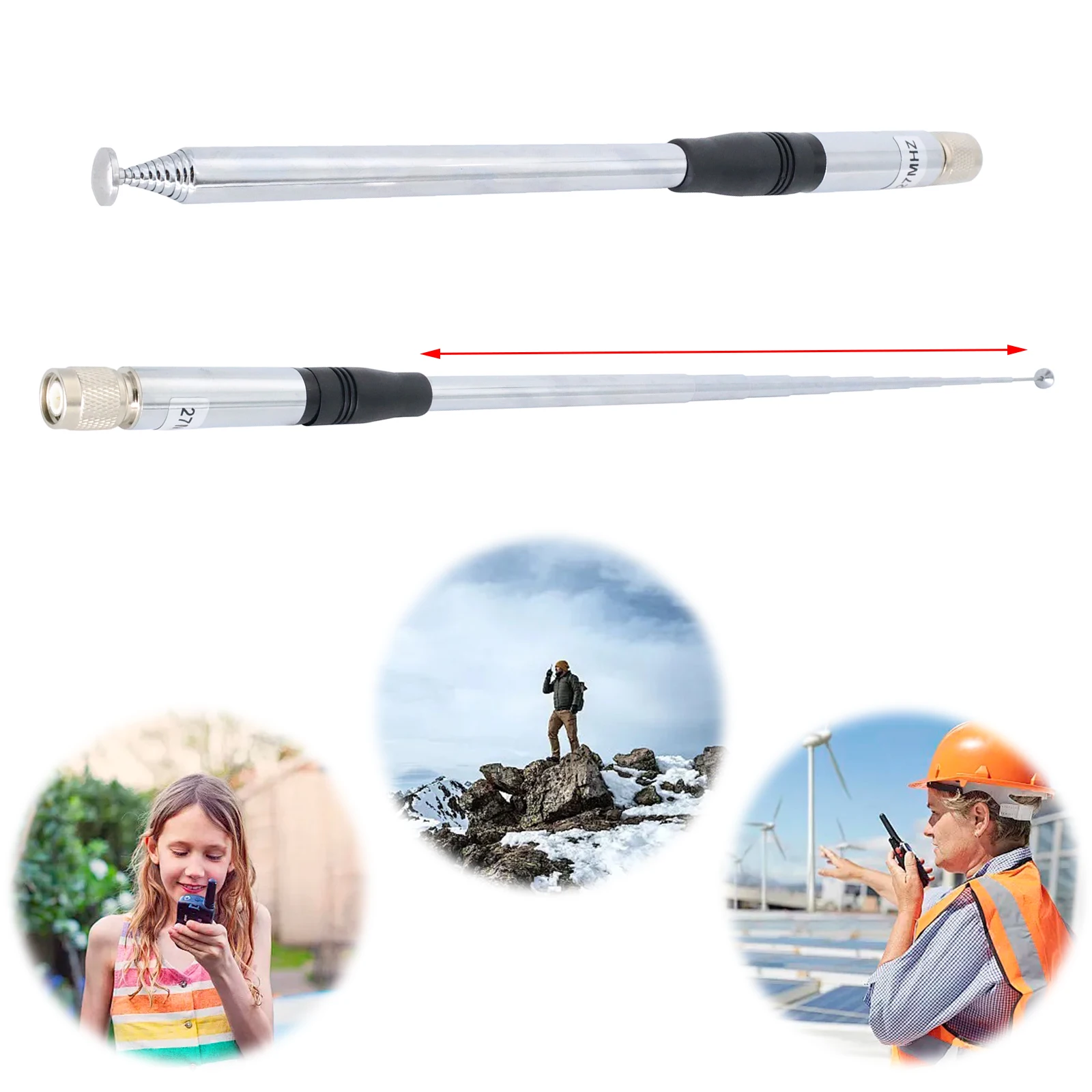 27Mhz Antenna 9-Inch To 51-inch Telescopic/Rod Antennas TNC Male Connector CB Radio Antenna for CB Handheld/Portable Radio