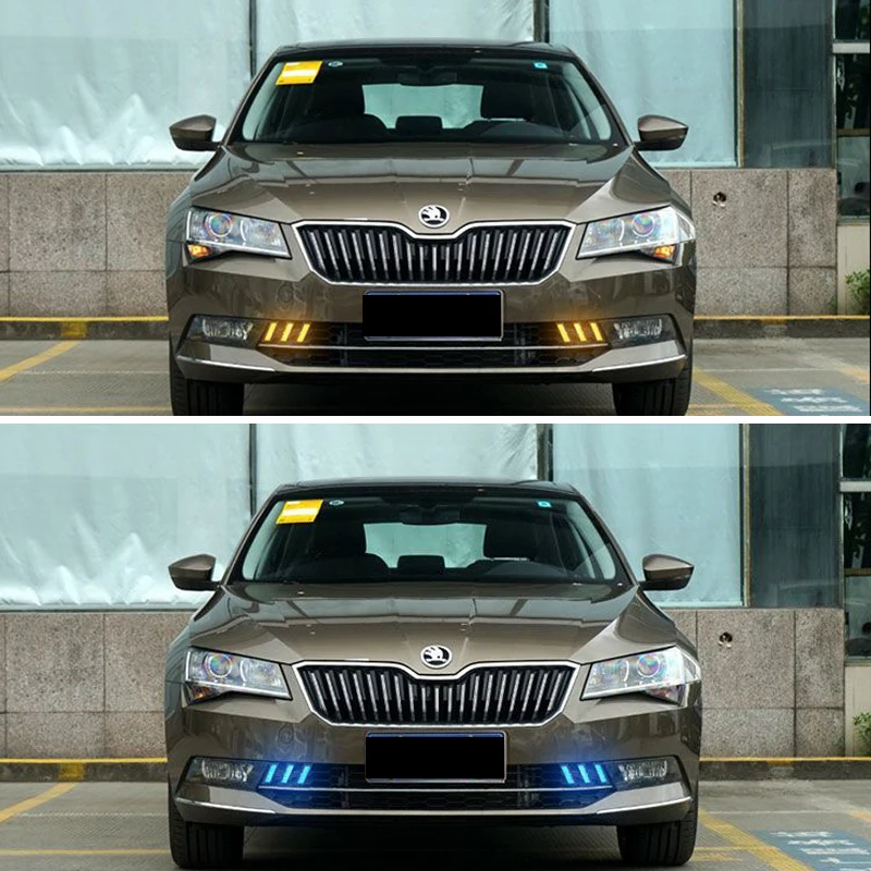 2 قطعة لسكودا سوبيرب 2016-2018 ضوء النهار الجري LED اتجاه التدفق