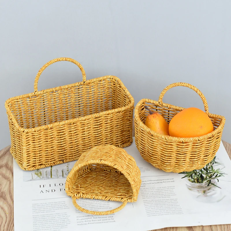 Wall Hanging Storage Basket Container Decorative Basket Hand Woven Kitchen Storage Basket For Garden Living Room