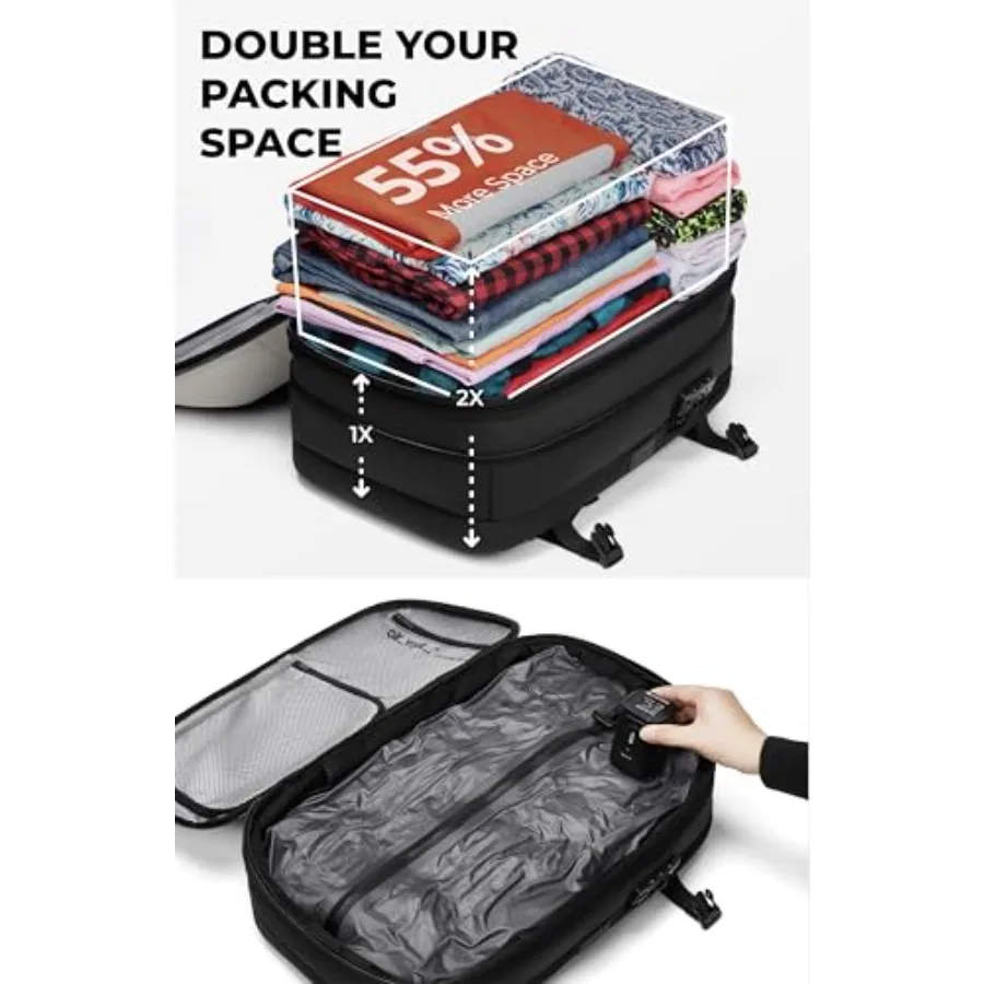 AirVault فراغ ختم حقيبة السفر 60L مع توسيع دوامة ضغط الهواء نظام فراغ مقاومة للماء TSA قفل فراغ P #4