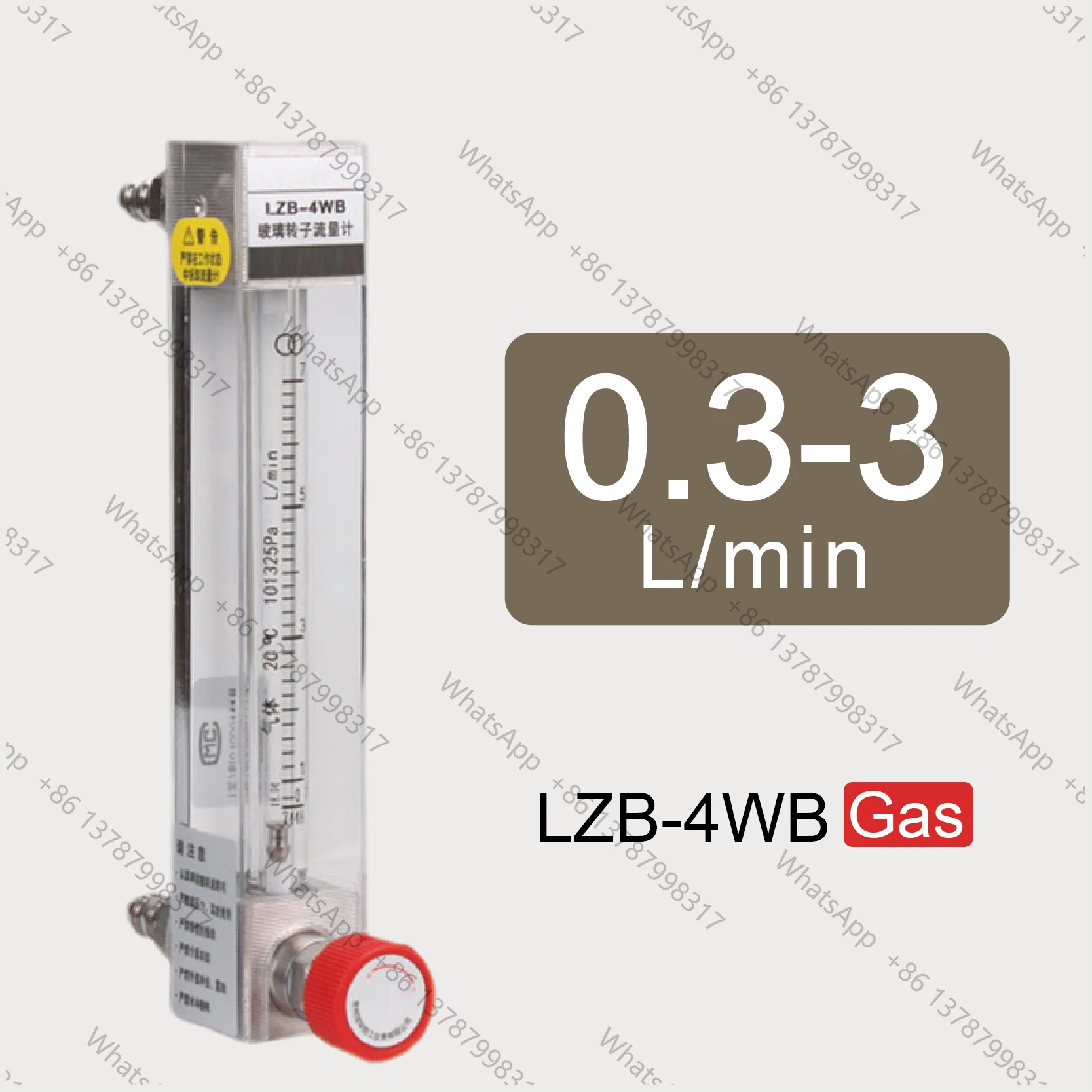 LZB-4WB Glass Rotameter Variable Area Gas Liquid Flow Meter for Lab Use Air Nitrogen Hydrogen Oxygen Anti-Corrosion