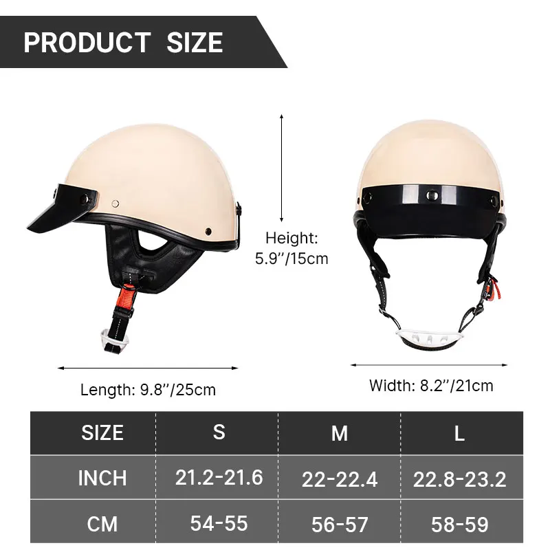 Classic Beige German Vintage Moto Helmet Retro Casco Moto Helmet Half Face Men Women DOT Approved Capacetes Masculino