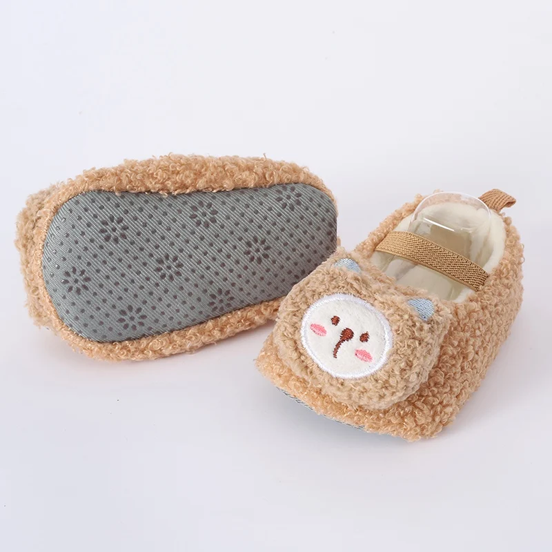 Cute Warm Lambwool Baby Boys Girls Shoes Thick Cotton Plush Elastic Newborn Boots Non-slip Soft Soled First Walkers 0-12Months