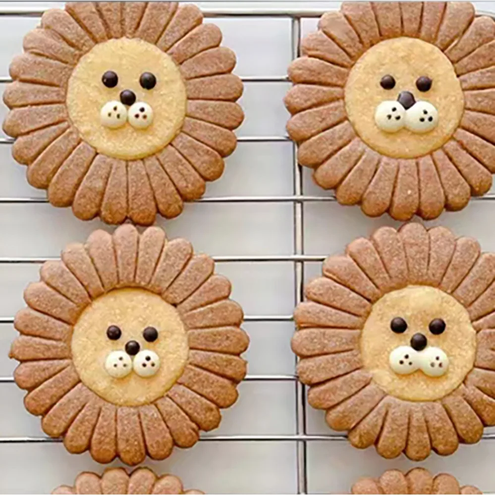 DIY Sunflower Lion Cookie Cutters Stamp Cookie Mold Baking Accessories Bakewares for Homemade Baking Biscuit Pastry Dessert