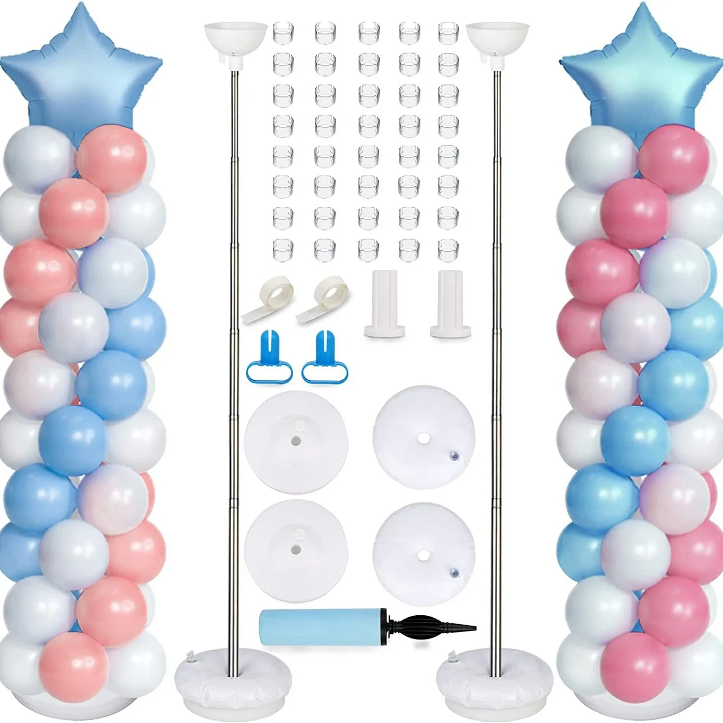 مجموعة حامل عمود البالون ، دليل القطب التلسكوبي ، عيد ميلاد ، حفل زفاف ، 2 متر