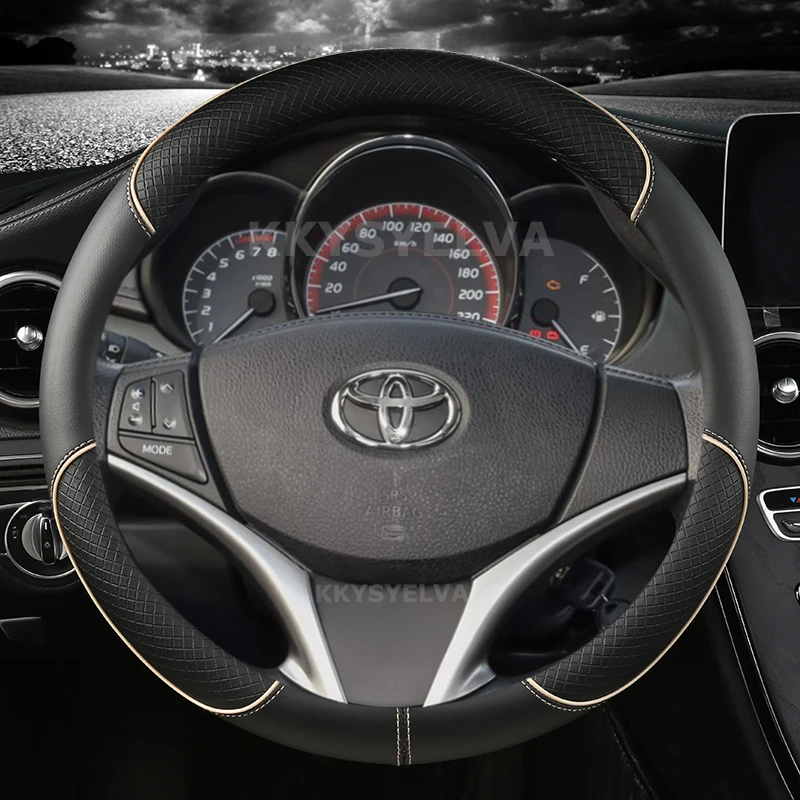 Microfiber Leather Car Steering Wheel Cover For Toyota Yaris Vios 2014 2015 2016 2017 2018 Auto Accessories