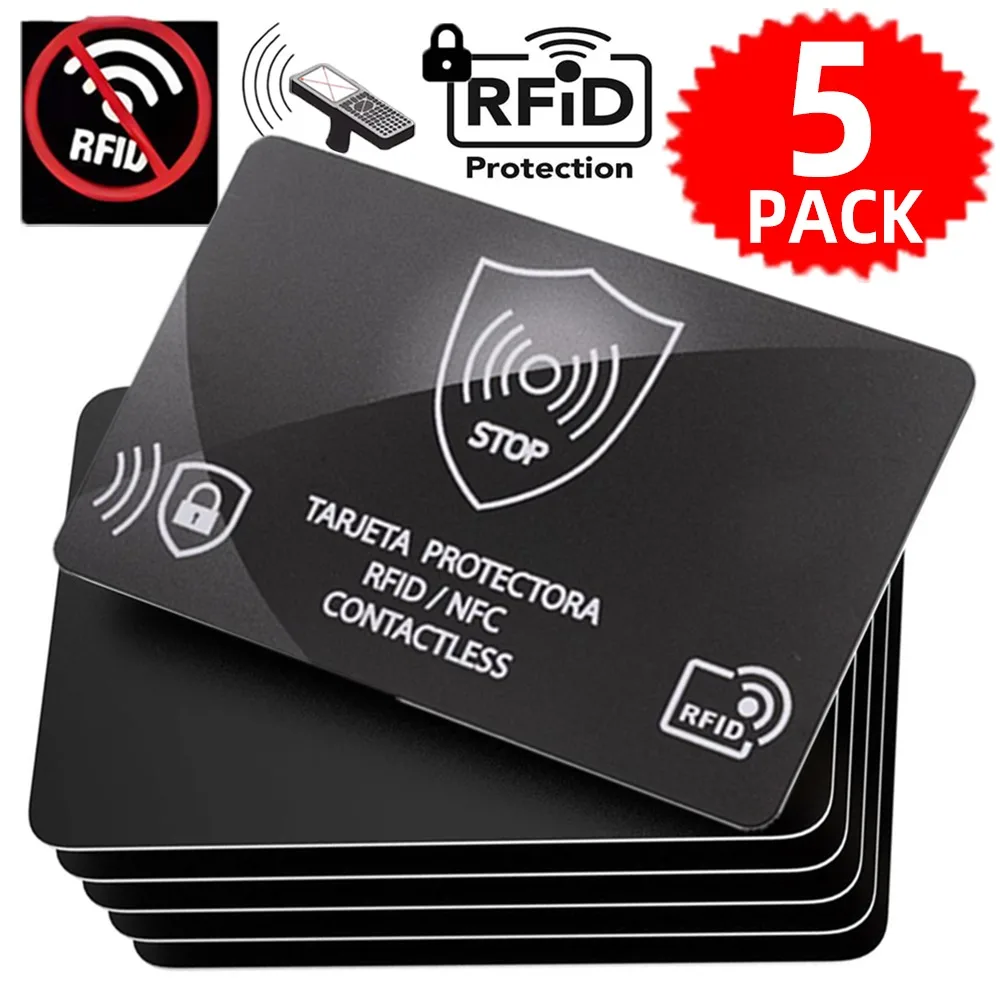 

5/1Pcs RFID Blocking Card NFC Bank Debit Blocker Credit Card Protector Identity Theft Prevention for Passport Travel Security