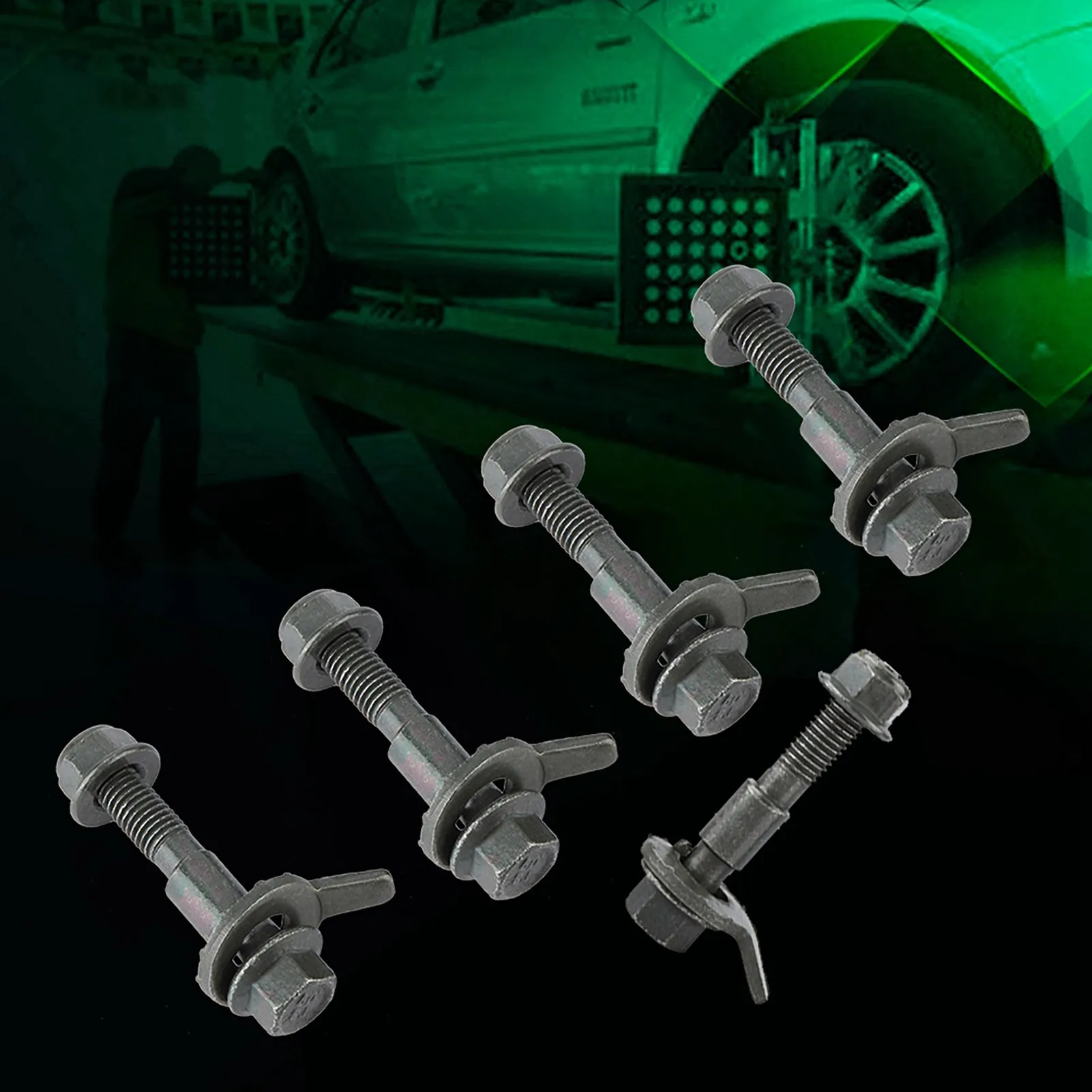 5pcs 12mm Vehicles Steel Four Wheel Alignment Adjustable Camber Kit Cam Bolt Army Green Auto Parts