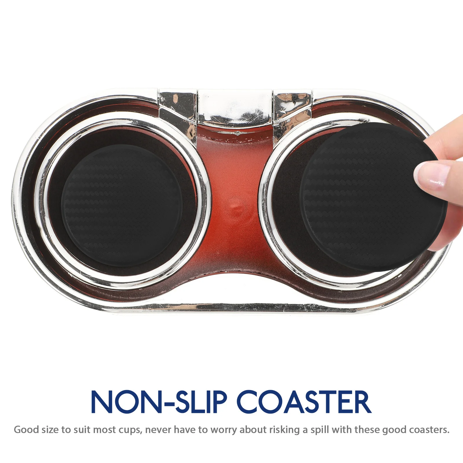 

4Pcs Long Time Use Car Cup Coasters Non-Slip Mats Simple Design Good Size for Most Cups Round Black Car Cup Mat