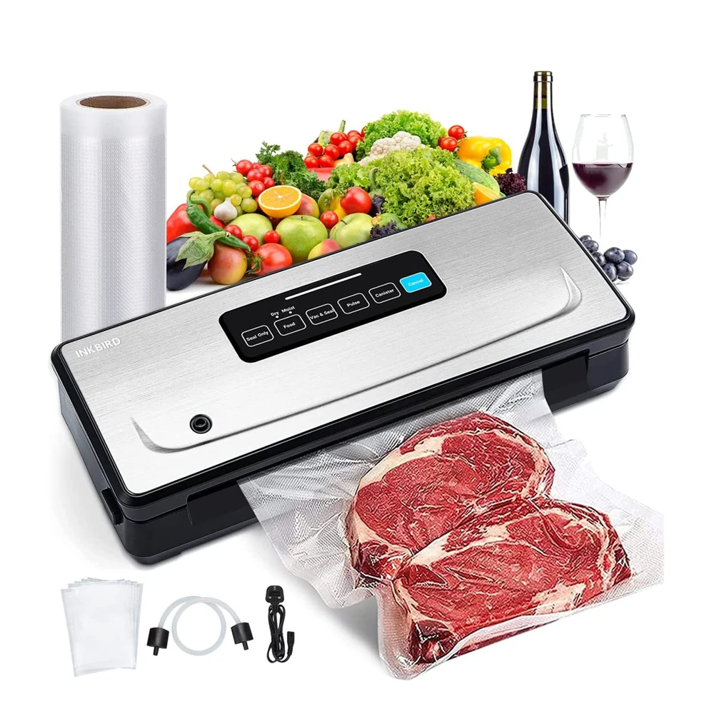 Inkbird-máquina Seladora a Vácuo com Bolsas de Selo Starter Kit Seco Úmido Pulso Vasilha Modos de Vedação Alimentos Ferramentas de Cozinha