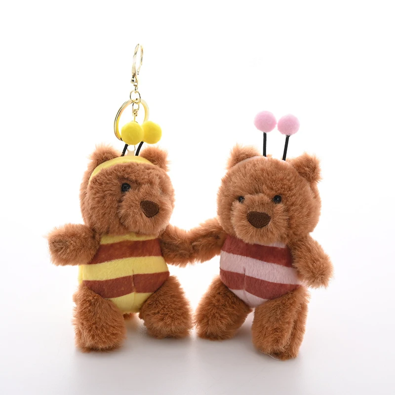 Cute Cartoon Bee Barcelona Bear Plush Dolls Toy Keychain Pendant Backpack Hangings Decoration Gifts