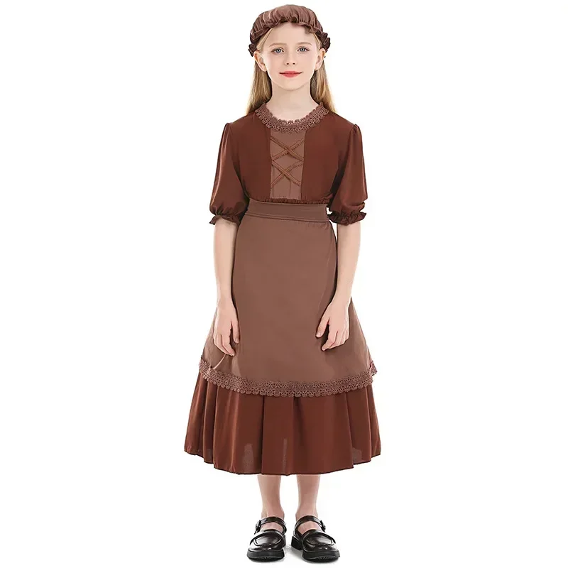 

Костюм для игр на пилоне для детей, костюм горничной для косплея, костюм колониального драмы для девочек, сценический костюм