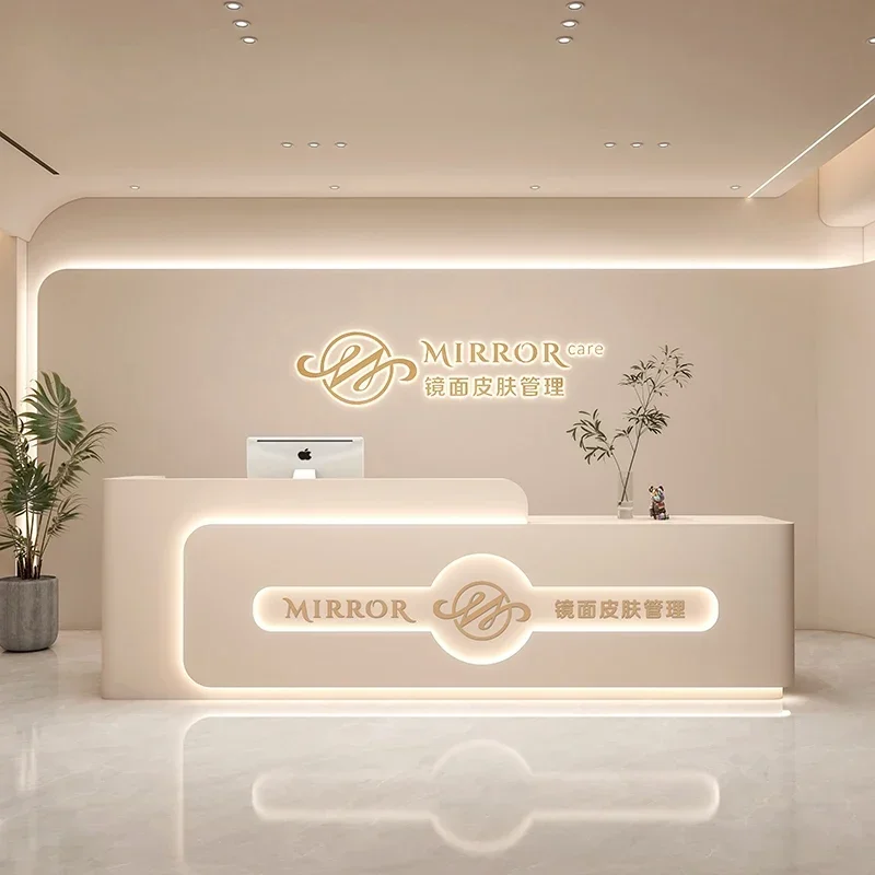

Customizable Simple Reception Desk Salon Counter Office Checkout Store Front Desk Advisory Bancone Reception Bar Furniture