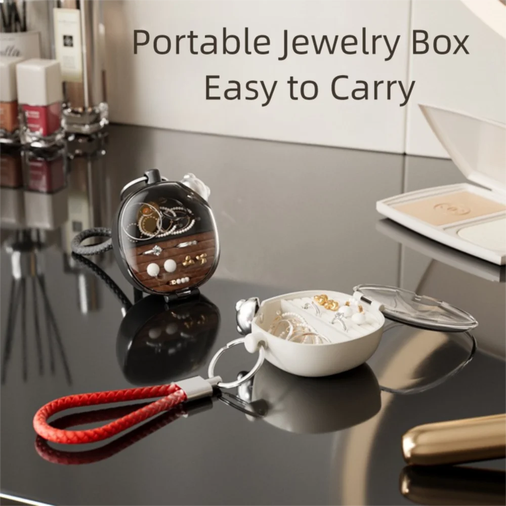 

Mini Jewelry Storage Box Trinkets Storage Jewelry Display Portable Travel Organizer Transparent Ring Storage Case Keychain