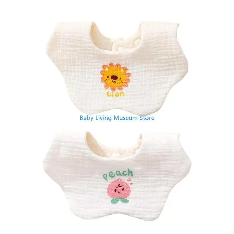 

P31C Baby Feeding Bib Saliva Towel Breathable Drooling Apron with Cartoon Pattern Burp Cloths for Infant Toddlers 0-2 Year