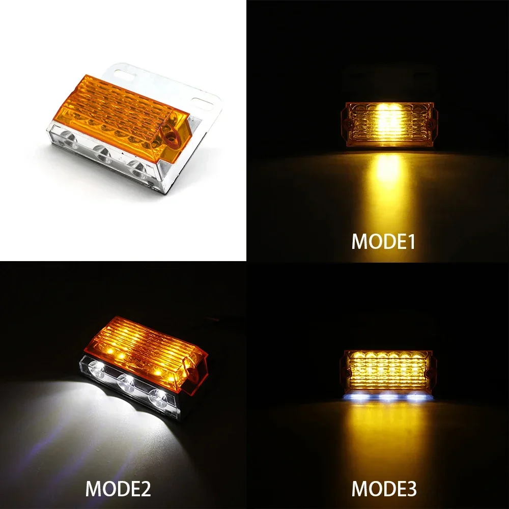 6pcs 24V 15 LED Side Marker Light Turn Signal Indicator Car External Squarde Clearance Warning Tail Lamp Trailer Lorry Amber