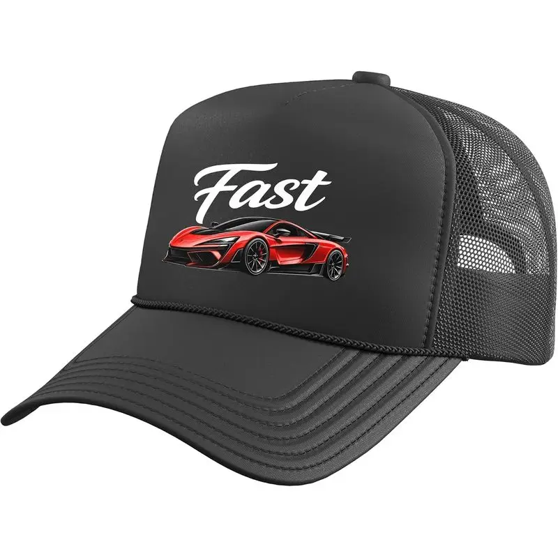 Fast Exotic Car, Car Guy, Race Car Turbo Kids Boys Mens Trucker Hat with Adjustable Mesh Back