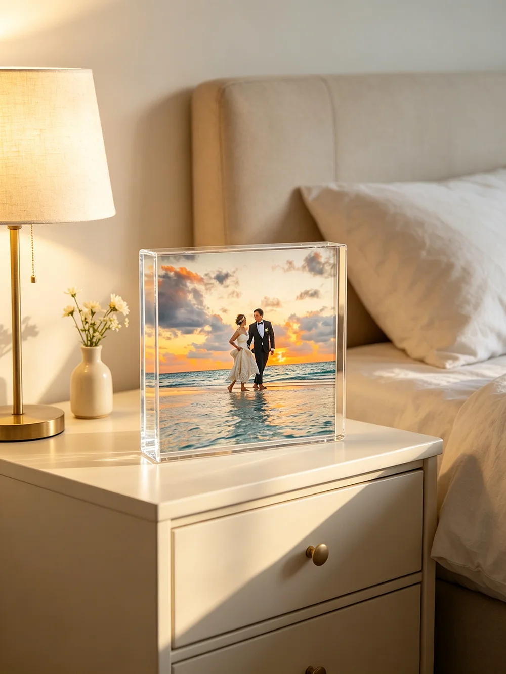 Customized Acrylic Prism Couple Photo Frame Watercolor Portrait 3D Crystal Portrait Anniversary Gift Birthday Gift