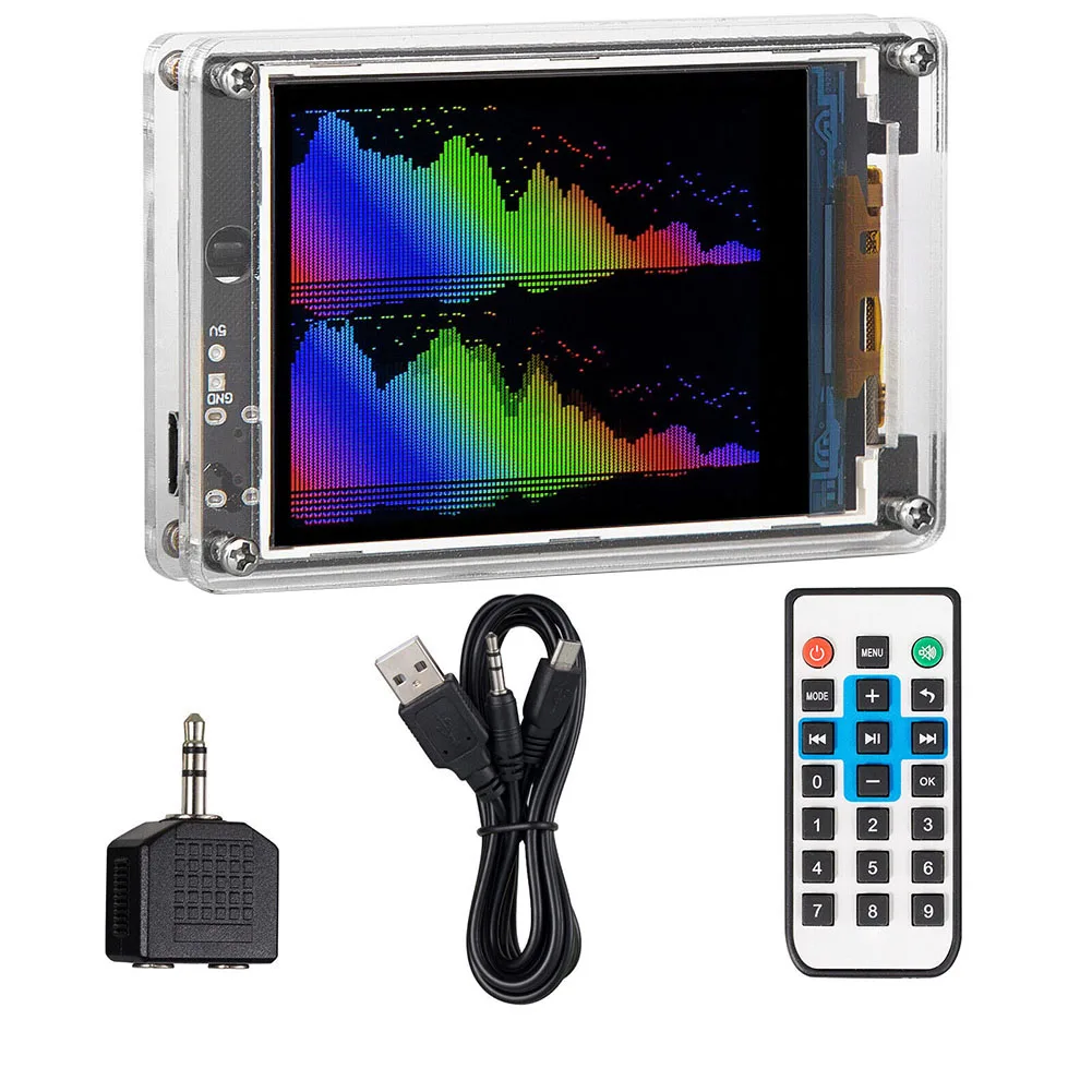 Dynamic Audio Visualizer Clock Adjustable Brightness 73*14*48mm 2.87*0.55*1.88in LCD Clock 32-bit High-speed Processor