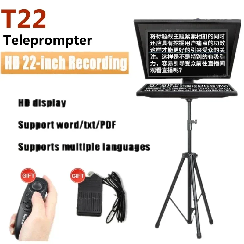 

Bestview T22 Teleprompter 22 Inch Ultra-clear Teleprompter for Tablet Phone DSLR Camera for Video Recording Live Broadcast