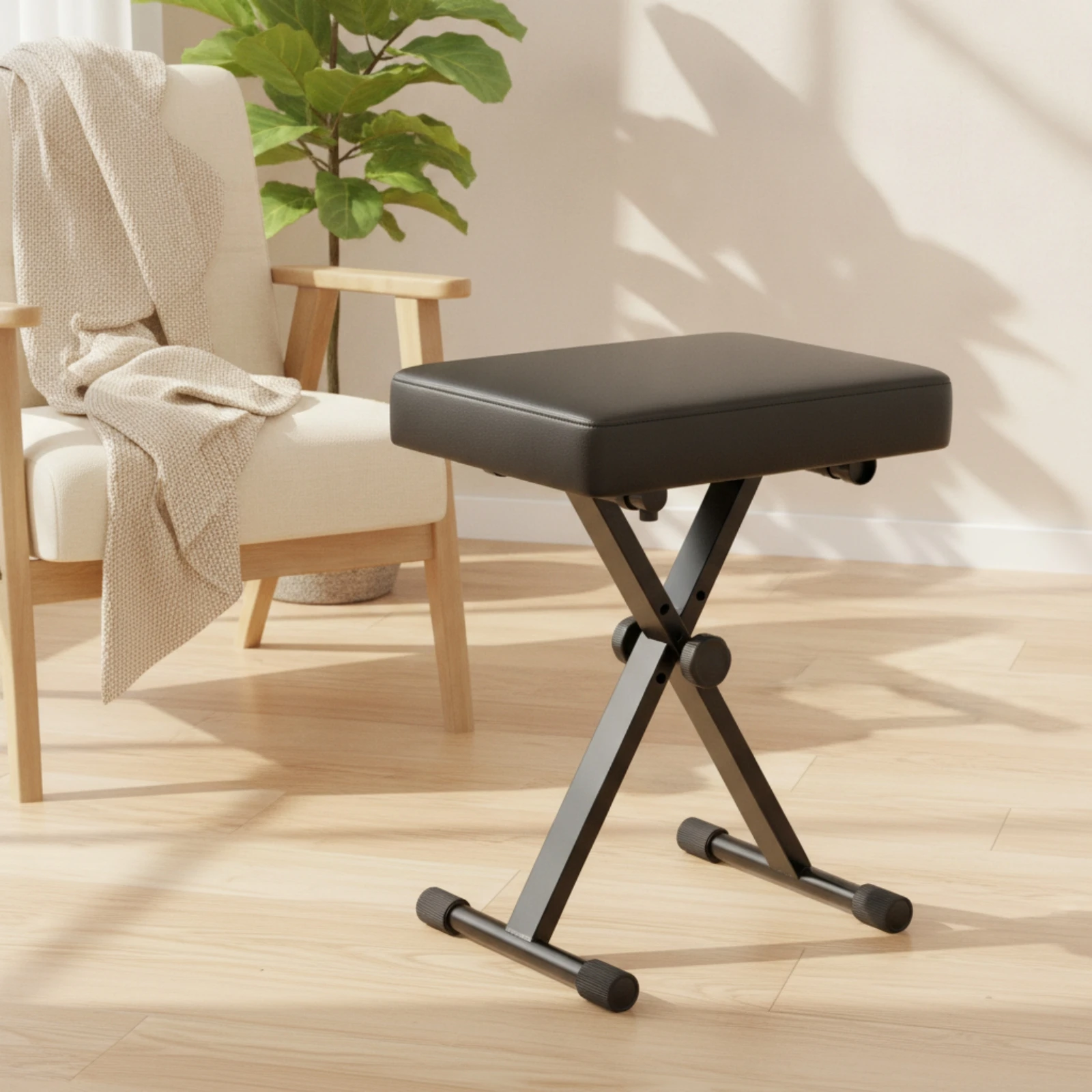 Folding Piano Bench Compact Adjustable Piano Bench Furniture Non-Slip Heavy Duty for Pianists, Home Practice, Stage