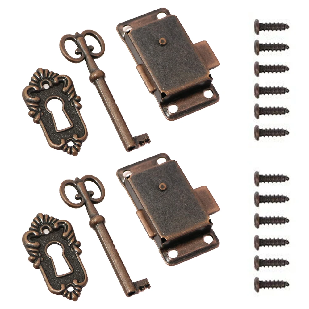 With Key Drawer Lock Red Bronze 2 Sets Classical Furniture Jewelry Matal+Zinc Alloy Antique Small Box Practical