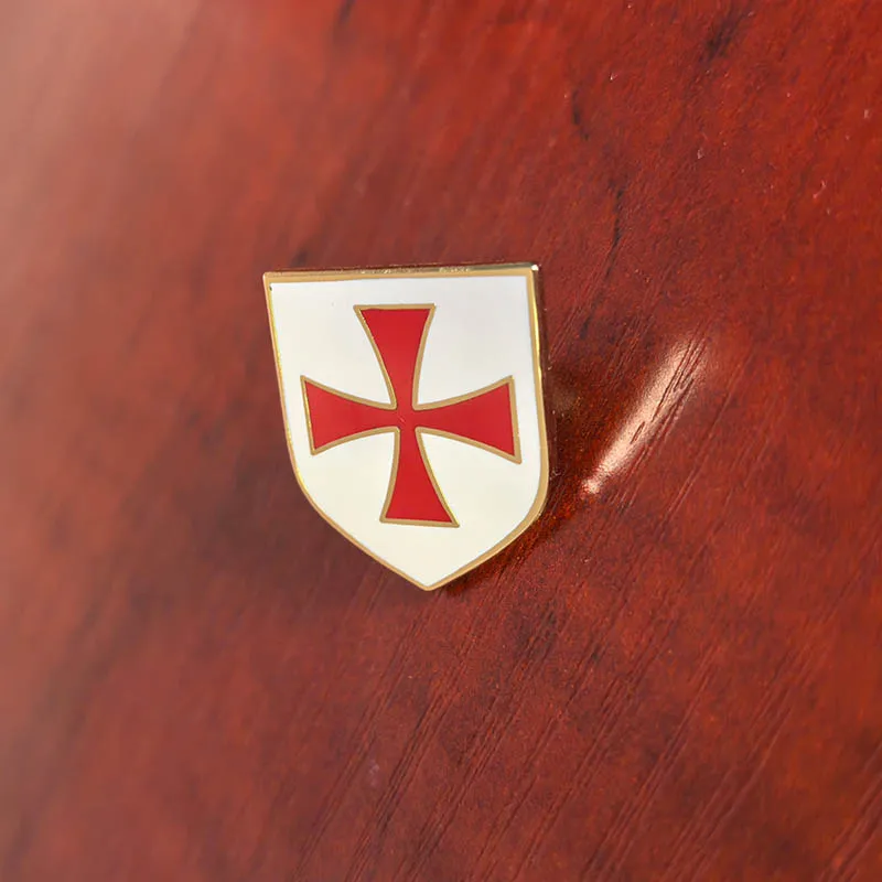 

100pcs Red Cross White Shield Pins and Badge Knight Christian Lapel Pin Masonic Mason Freemasonry Crusader Freemason Templar