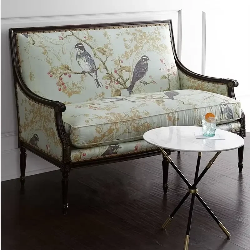 High Quality French Vintage Furniture Living Room Solid Wood Couch Living Room Settee Sofa