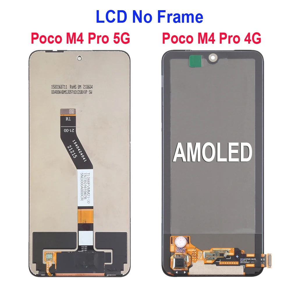 For Xiaomi Poco M4 Pro 5G 21091116AG MZB0BGVIN 2201117PI 2201117PG LCD Display Touch Screen Digitizer Assembly