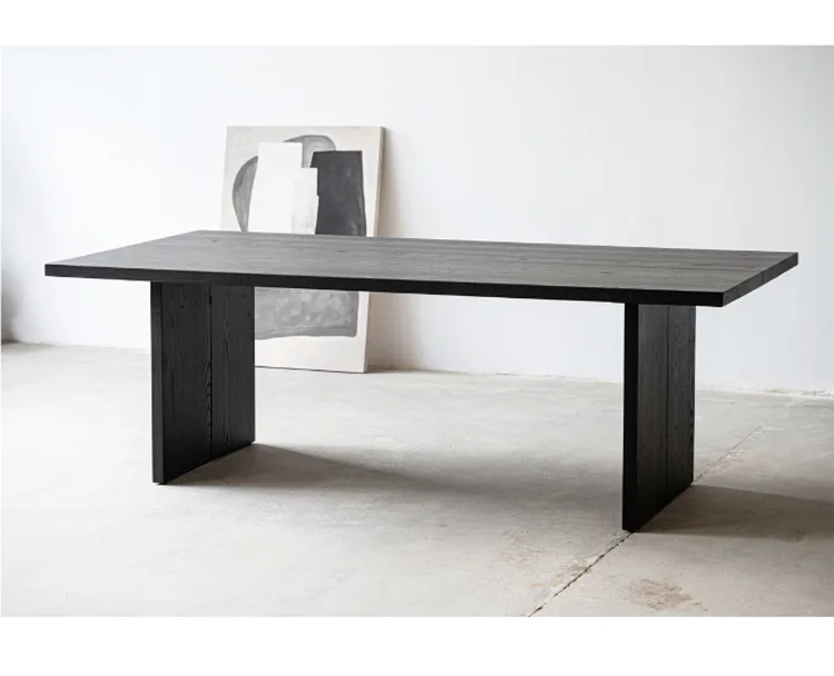 Solid wood dining table Household ash wood sewn log long table