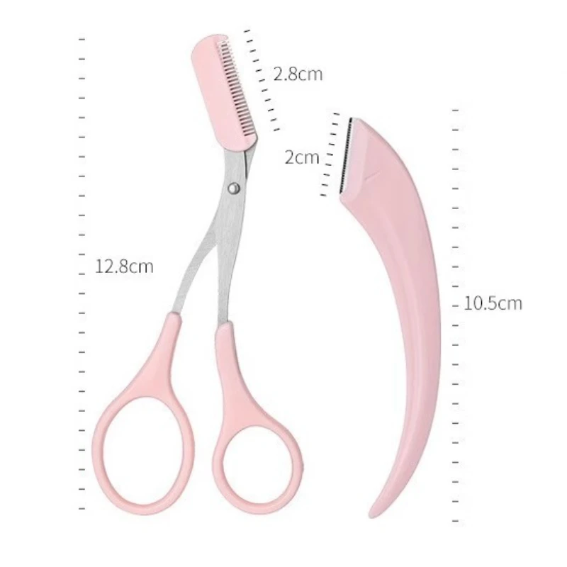 1PC Safe Eyebrow Trimmer Stainless Steel Eyebrow Scissors with Comb Woman Hair Removal Shaver Eyebrows Shaping Makeup Tool