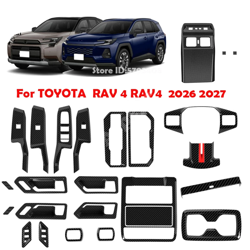 

LHD RHD For TOYOTA RAV 4 RAV4 XA60 2026 2027 ABS carbonfiber door handle bowl window lift switch Shift panle AC vent cvoer