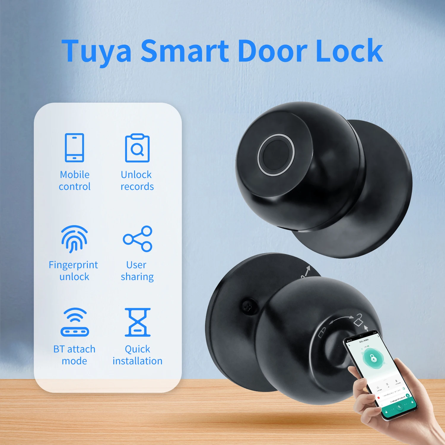Tuya Electronic Lock  Fingerprint Recognition Key Smart Life APP Unlock Office Apartment Smart External Door Lock