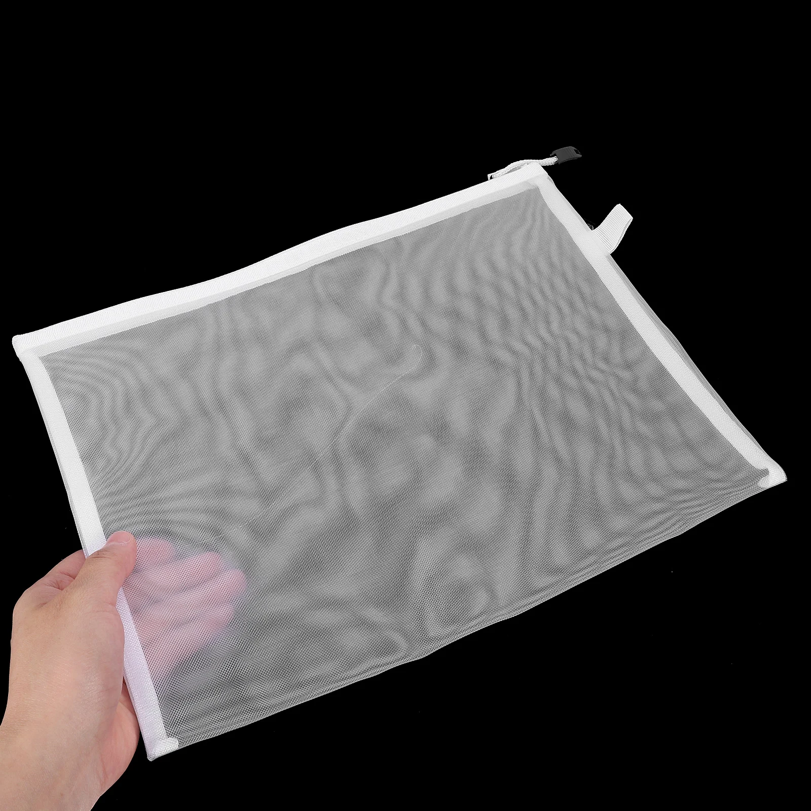 

4pcs Zipper File Pouches Document Storage Mesh Bags Office Stationery Organizer Clear File Bags Rope Handle Portable