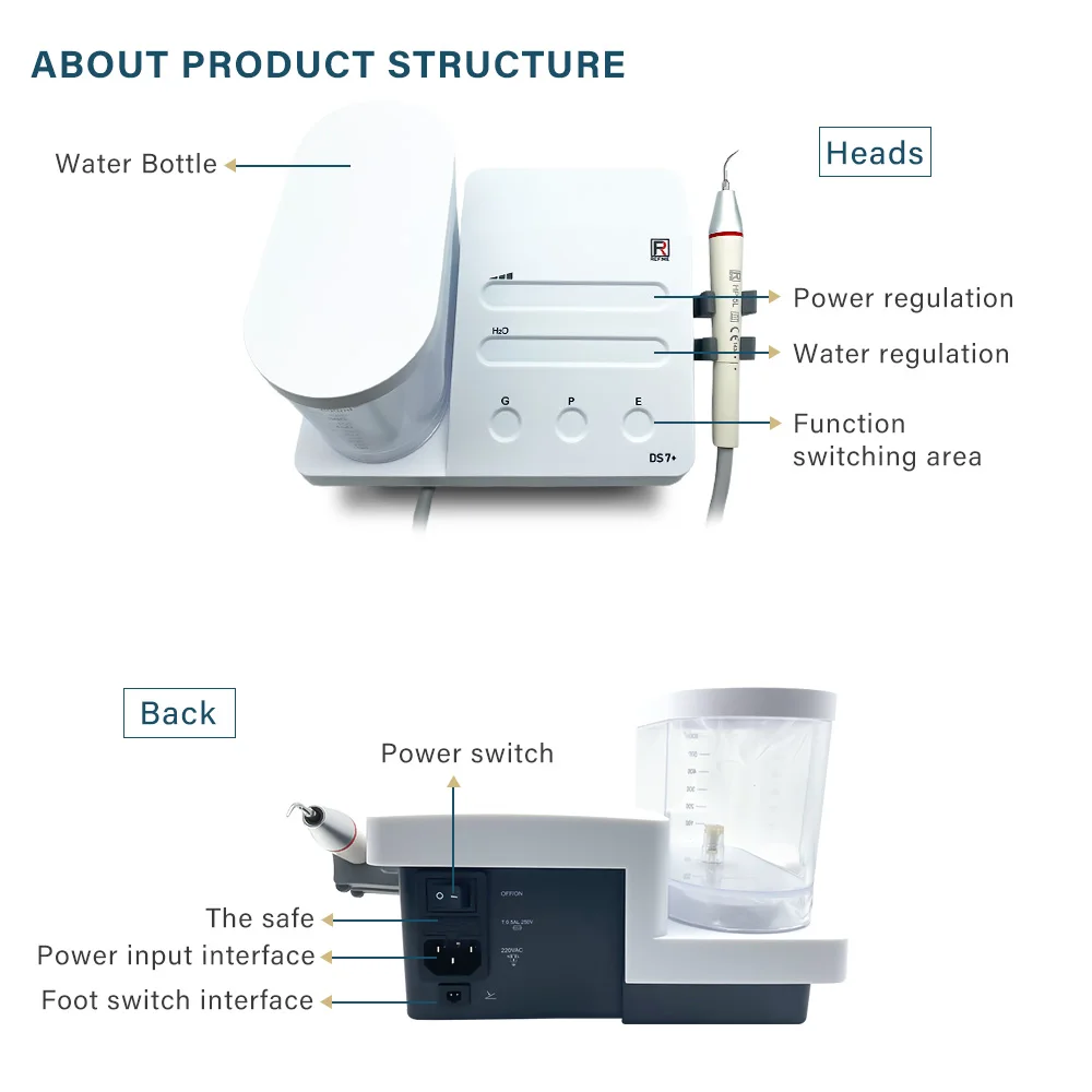 Dental ultrasonic scaler LED handpiece Maxpiezo7+ ultrasonic piezo EMS cavity tube Dental equipment