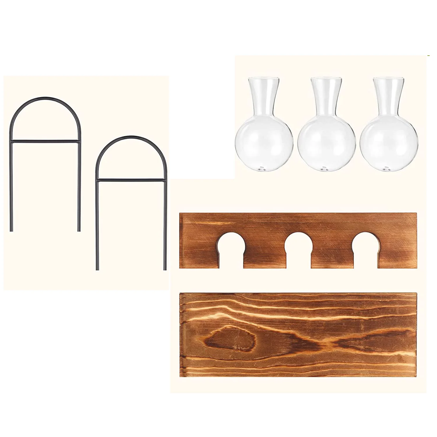 Y51A-Plant Propagation Station With Wooden Stand,Plant Terrarium Desktop Propagation Stations,Air Planter Bulb Glass Vase