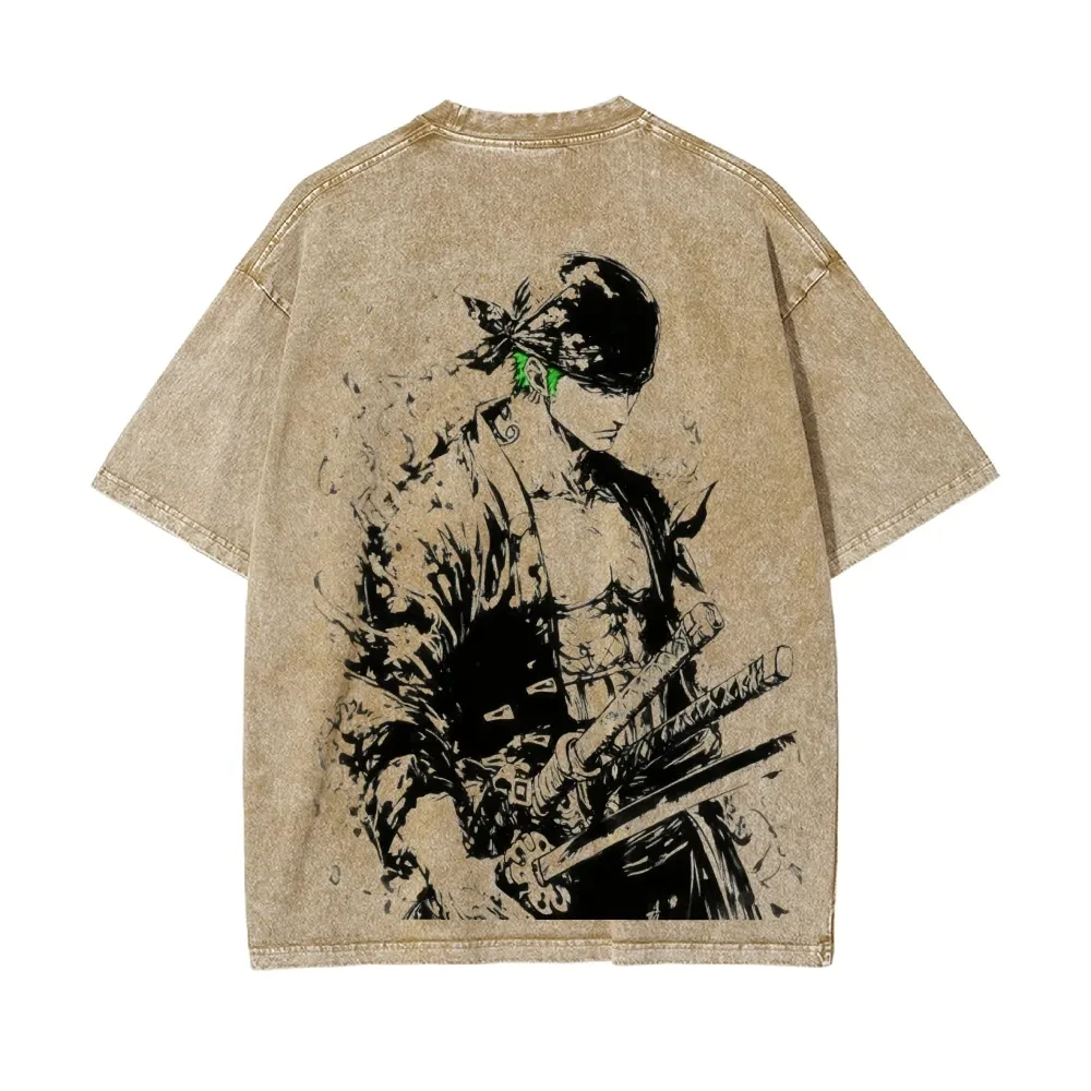 NOVEDAD DE VERANO 2026, camiseta lavada Retro con tema Sauron de una pieza, ropa de calle holgada de animación, accesorios para el hogar para hombres y mujeres