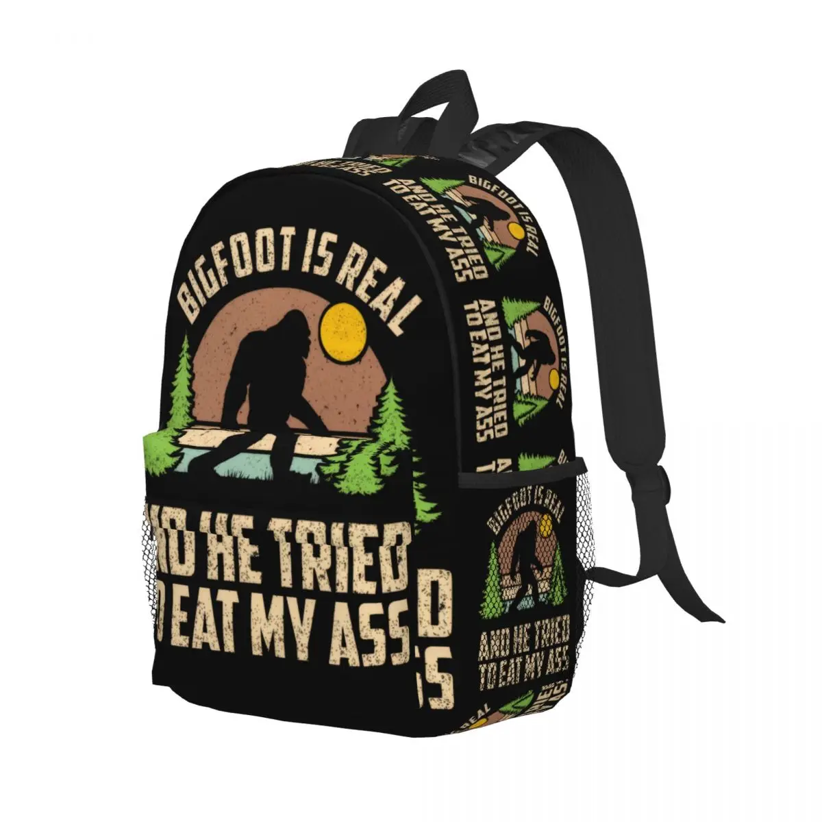 Bigfoot ist echt und er hat versucht, meinen Arsch Rucksack Middle High College School Student Bookbag zu essen