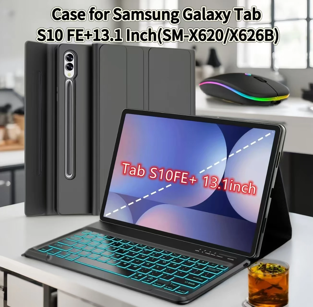 

Чехол для Samsung Galaxy Tab S10 FE Plus 13,1 дюйма, SM-X620/626B для Samsung Tab S10 FE + 13,1, съемный чехол с Bluetooth-клавиатурой
