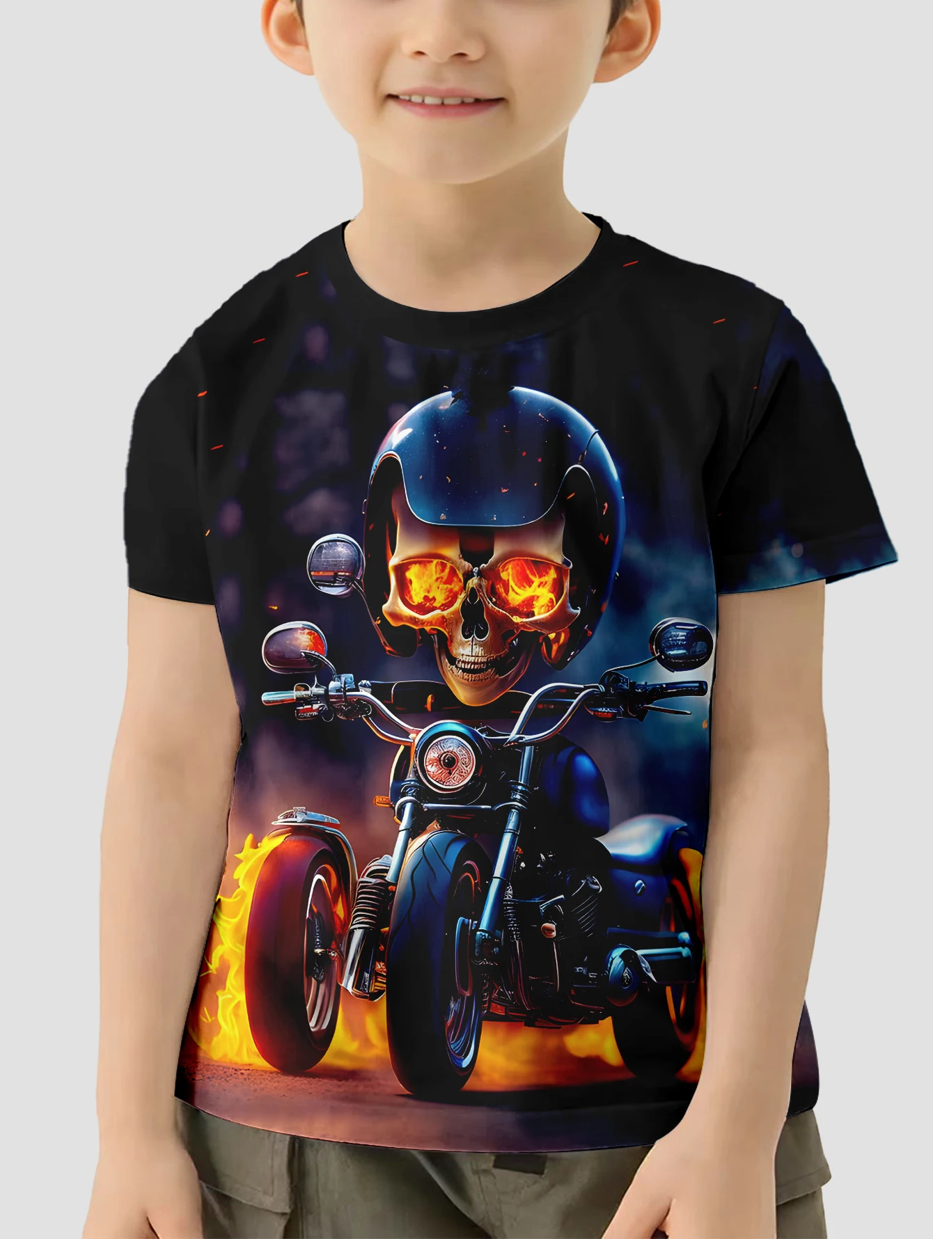 Baby Summer Clothes Stylish Skeleton Motorcyclist 3d Print Top Clothes for Children Child T-shirt Infant Boy's T-shirt T-shirty